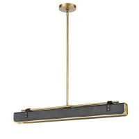 Hängelampe LED 80 cm breit Metall Kunstleder...