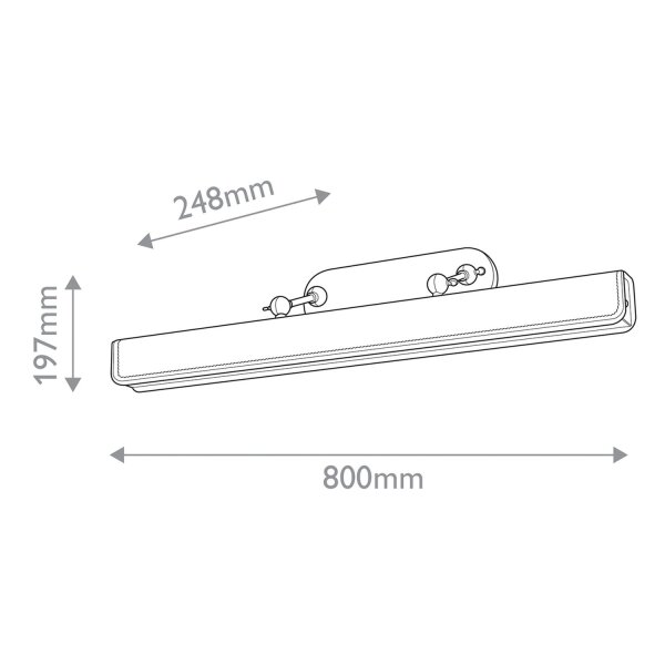 Bilderlampe LED B: 80 cm groß in Messing Antik Cognac