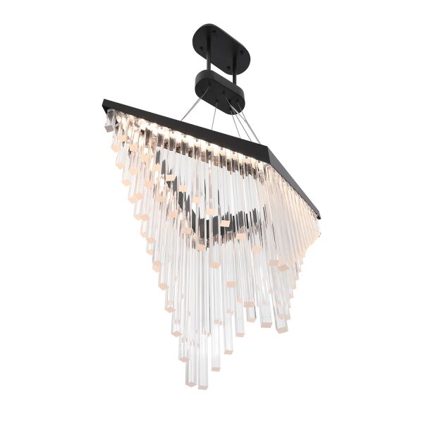 Hängelampe LED B: 81 cm Schwarz 3000 K Metall Acrylkristalle