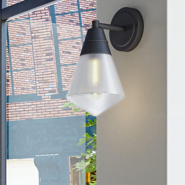 Wandlampe Art Déco H: 29,5 cm Metall Glas E27 in Bronze Antik