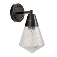 Wandlampe Art Déco H: 29,5 cm Metall Glas E27 in...