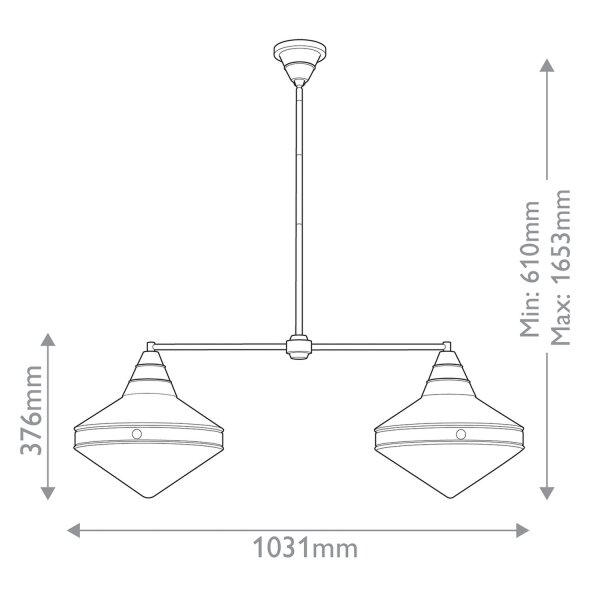 Pendelleuchte Art Déco B: 103,2 cm Bronze Antik 2-flammig E27
