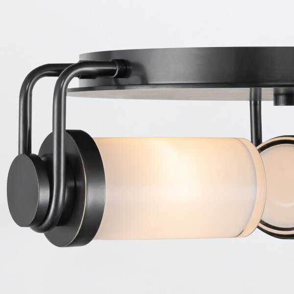 Deckenlampe Metall Glas B: 42,2 cm in Bronze Antik Weiß