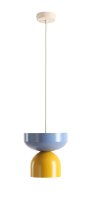 Pendelleuchte Blau Gelb B:30 cm E27 blendarm elegant