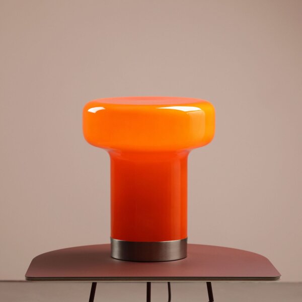 Tischlampe Glas Orange H:29 cm klein E14 wohnlich rund