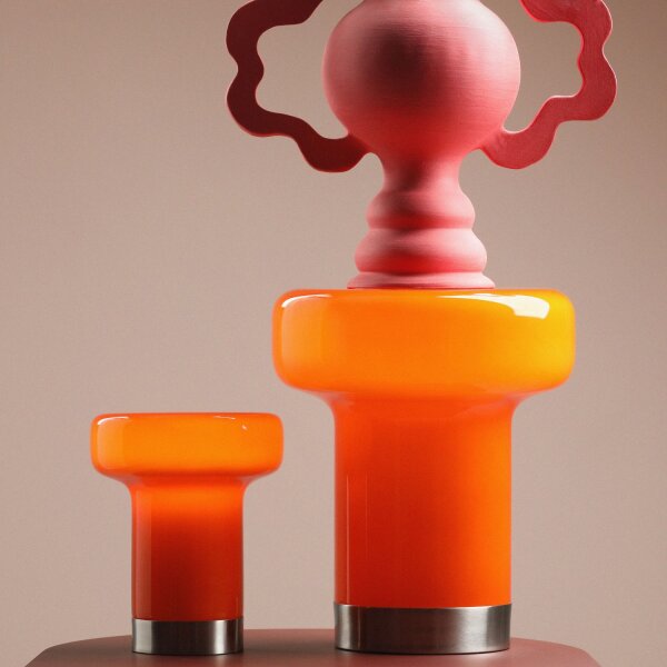 Tischlampe Glas Orange H:29 cm klein E14 wohnlich rund