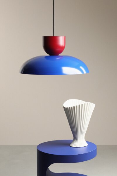 Pendelleuchte Rot Blau Metall B:47 cm E27 wohnlich rund
