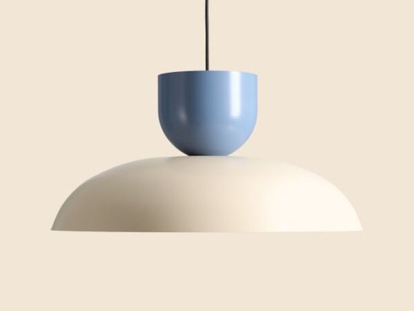 Hängelampe Blau Creme Metall rund B:47 cm E27 wohnlich