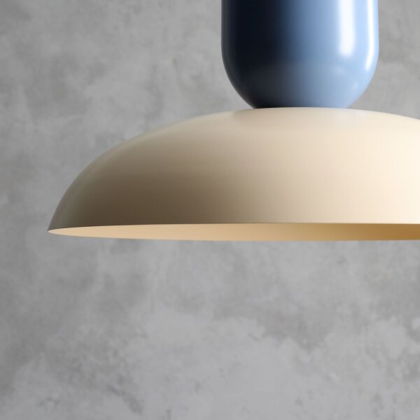Hängelampe Blau Creme Metall rund B:47 cm E27 wohnlich
