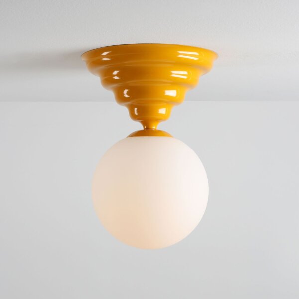 Deckenleuchte Glas Metall Gelb Ø29 cm rund E27 stilvoll