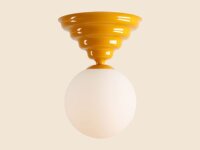 Deckenleuchte Glas Metall Gelb Ø29 cm rund E27...