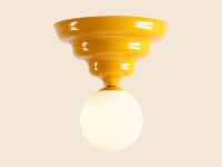 Deckenlampe Glas Metall Gelb Ø23 cm rund E27...