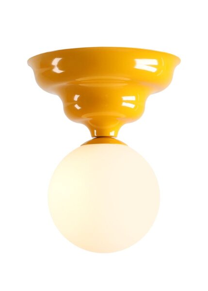 Deckenleuchte Glas Metall Gelb Ø17 cm rund E27 stilvoll