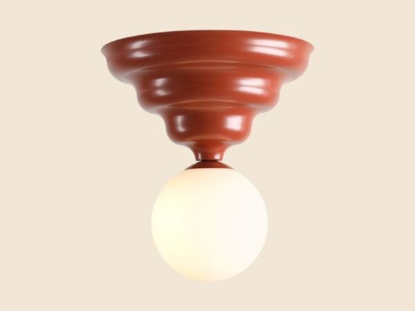 Deckenleuchte Glas Metall Rot Ø23 cm rund E27 elegant