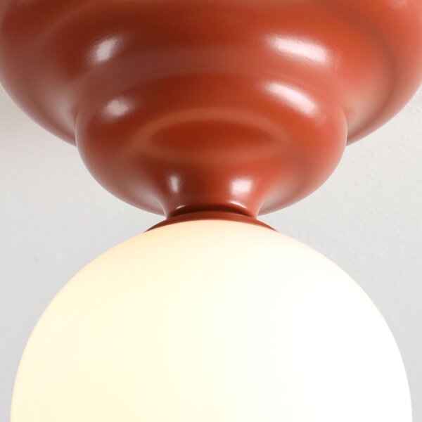 Deckenleuchte Metall Glas Rot Ø17 cm rund E27 blendarm
