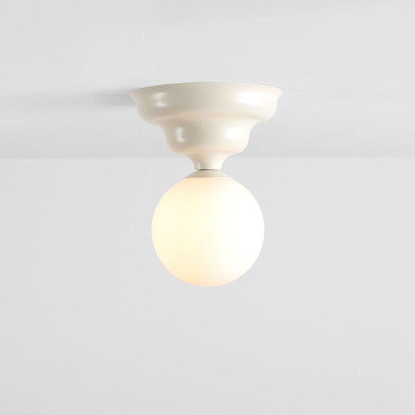 Deckenleuchte Metall Glas Creme Ø17 cm E27 blendarm