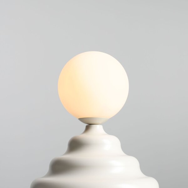 Tischlampe Glas Kugel Metall Creme H:24 cm G9 stilvoll