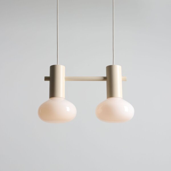 Hängelampe Glas Metall Creme L:46 cm E14 stilvoll
