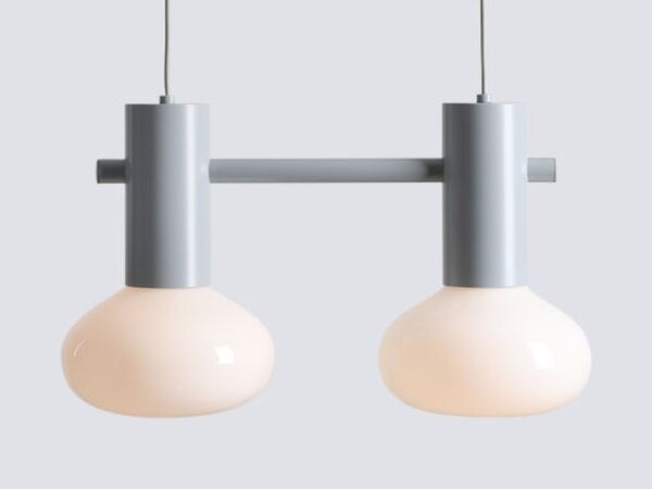 Hängelampe Metall Glas Grau Ø46 cm rund E14 2-flammig