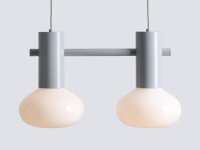 Hängelampe Metall Glas Grau Ø46 cm rund E14...