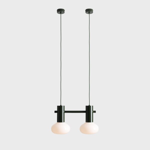 Pendelleuchte Metall Glas Grün L:46 cm E14 2-flammig