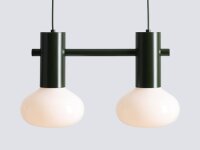Pendelleuchte Metall Glas Grün L:46 cm E14 2-flammig