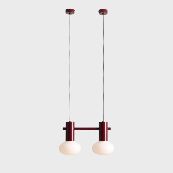 Hängelampe Glas Metall Rot 46 cm E14 2-flammig stilvoll