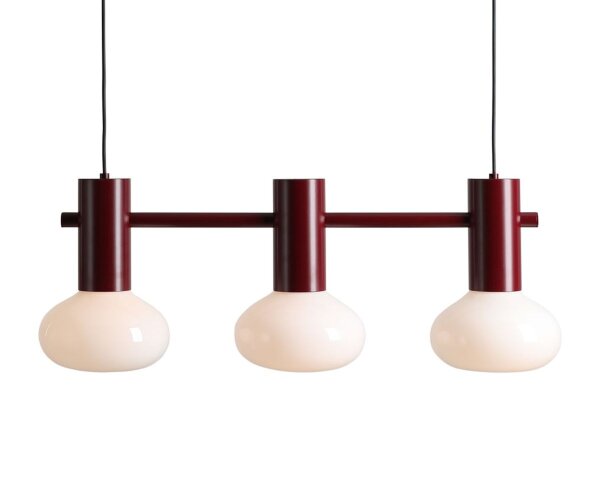 Pendelleuchte Metall Glas Rot L:75 cm E14 wohnlich