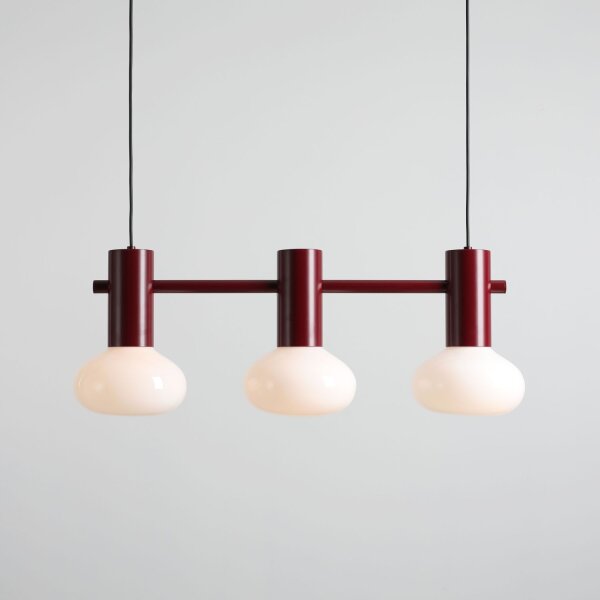 Pendelleuchte Metall Glas Rot L:75 cm E14 wohnlich