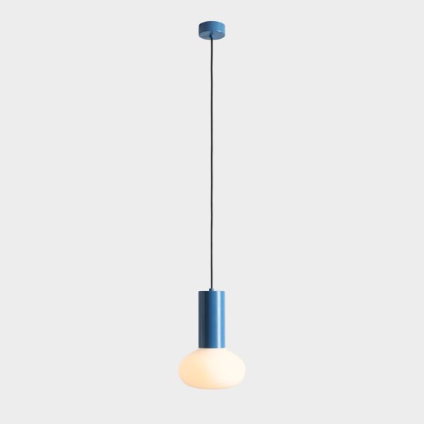 Hängelampe Metall Glas Blau Ø19 cm rund E14 stilvoll