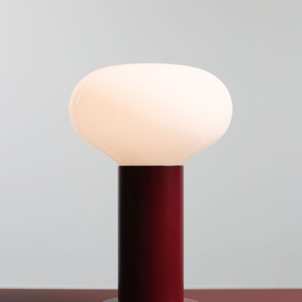 Tischlampe Glas Metall Rot H:29 cm klein E14 blendarm