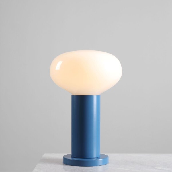 Tischleuchte Glas Metall Blau klein 29 cm E14 elegant