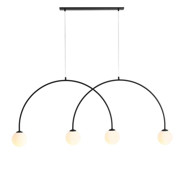 Pendelleuchte Metall Glas Schwarz 149 cm E14 4-flammig