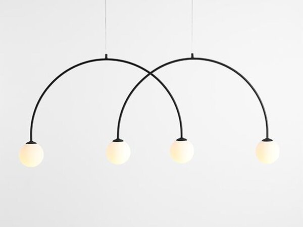 Pendelleuchte Metall Glas Schwarz 149 cm E14 4-flammig