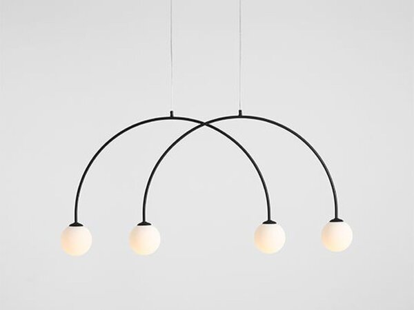 Hängelampe Glas Metall Schwarz L:129 cm E14 blendarm
