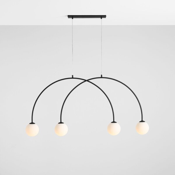 Hängelampe Glas Metall Schwarz L:129 cm E14 blendarm