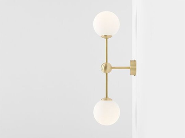 Wandlampe Glas Metall Messing H:59 cm E14 elegant