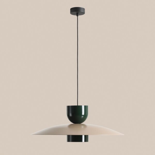 Hängelampe Metall Grün Beige rund Ø65 cm E27 elegant