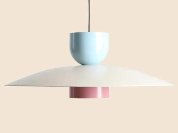 Pendelleuchte Metall Blau Creme Pink Ø65 cm E27 elegant