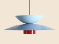 Pendelleuchte Metall Blau Rot rund Ø65 cm E27...