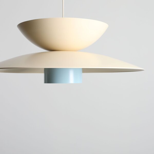 Hängelampe Metall Creme Blau B:65 cm rund E27 elegant