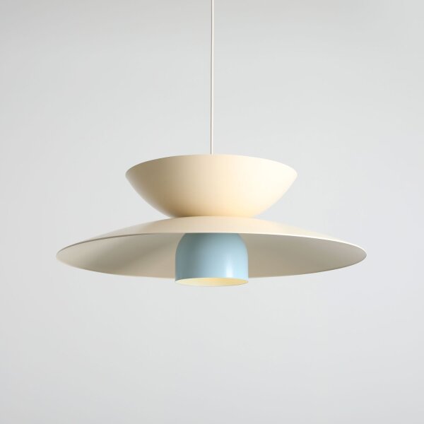 Hängelampe Metall Creme Blau B:65 cm rund E27 elegant