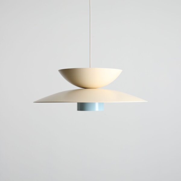 Hängelampe Metall Creme Blau B:65 cm rund E27 elegant