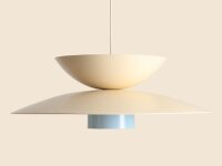 Hängelampe Metall Creme Blau B:65 cm rund E27 elegant