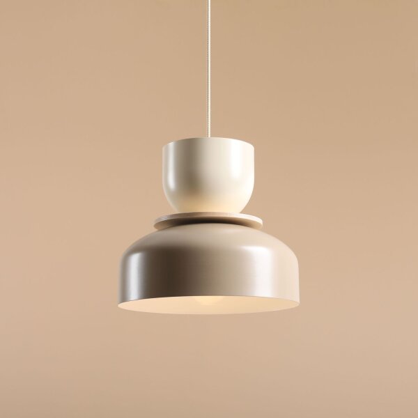 Hängelampe Metall Creme Beige rund B:30 cm E27 elegant