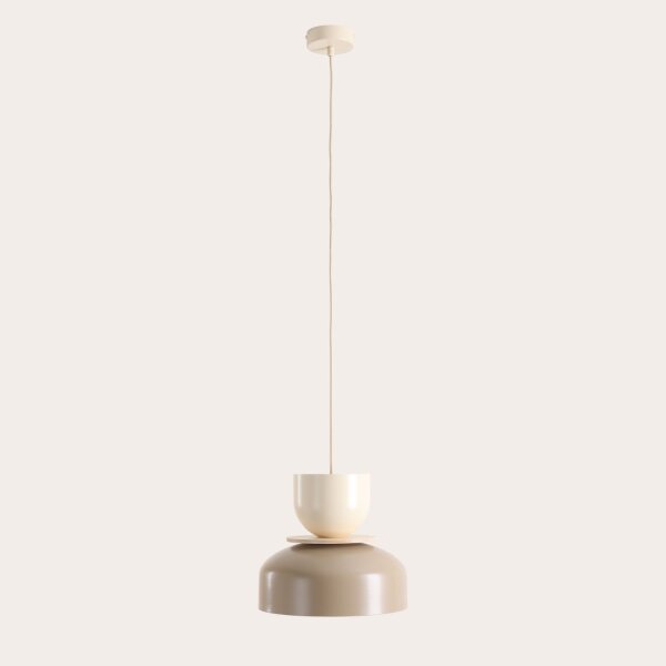 Hängelampe Metall Creme Beige rund B:30 cm E27 elegant