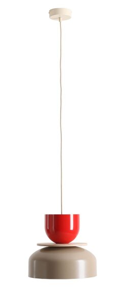 Hängelampe Metall Rot Beige Ø30 cm rund E27 stilvoll