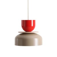 H&auml;ngelampe Metall Rot Beige &Oslash;30 cm rund E27...