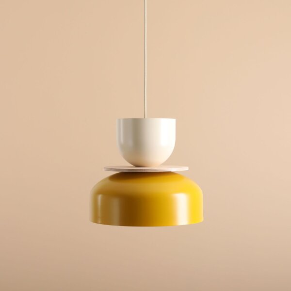 Pendelleuchte Metall Gelb Creme B:30 cm rund E27 Modern