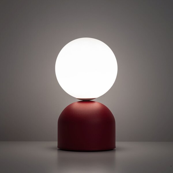 Runde Tischleuchte Rot Metall H:21 cm klein G9 blendarm